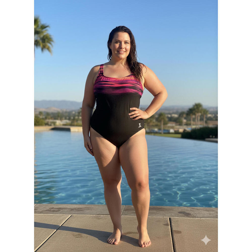 TYR One-Piece Women's Swimsuit Black and Pink Striped